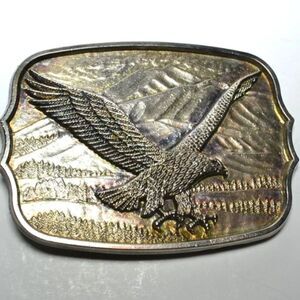 Vintage Belt Buckle Silver Colored American Eagle Featured